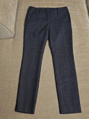 Ann Taylor Loft Marisa Skinny Dark Blue White Office Work Dress Pants 0 Petite
